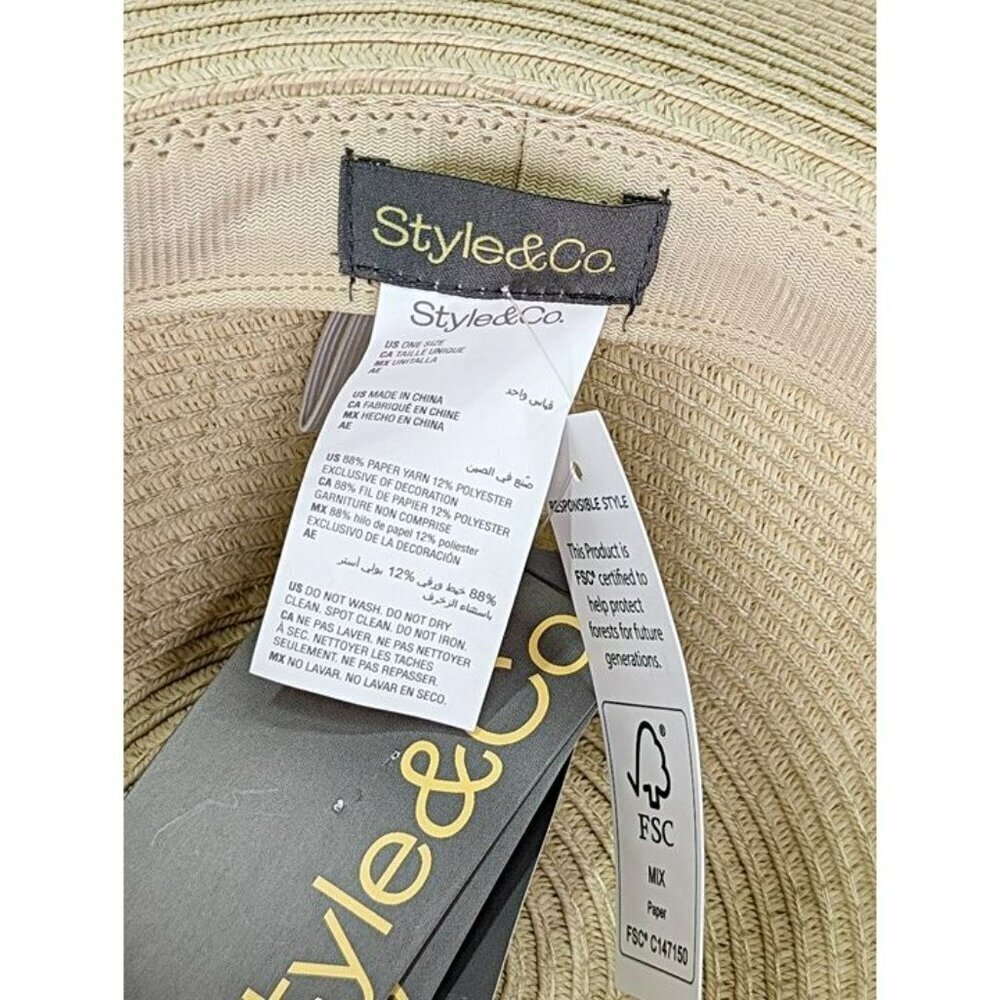 Style & Co Women's Packable Paper Floppy Hat Natural O/S (MSRP $39) - Picture 2 of 4